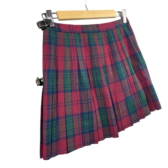 Vintage Moffat Weavers Scotland Plaid Tartan Kilt Skirt UK 14 Wrap Buckle Wool - Picture 6 of 13